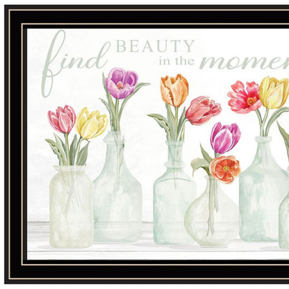 Set Of Two "Live in The Beauty of The Moment" Black Framed Wall Art HomeRoots