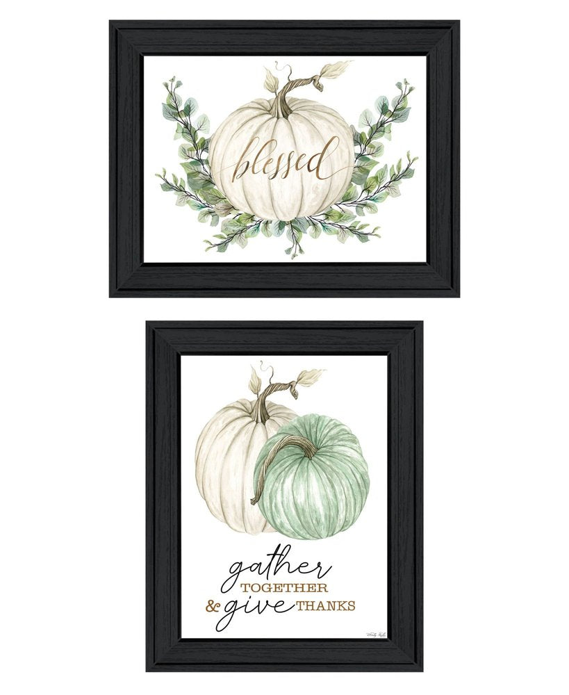 Set Of Two "Gather And Give" Black Framed Wall Art HomeRoots
