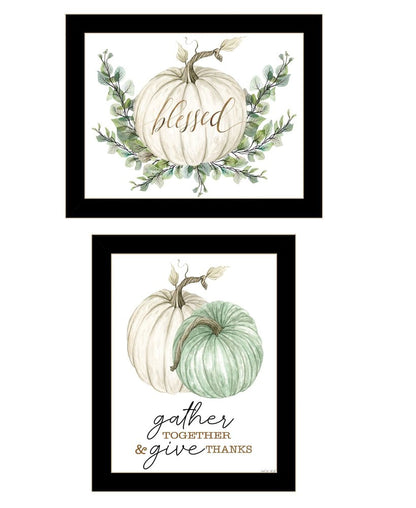 Set Of Two "Gather And Give" Black Framed Wall Art HomeRoots