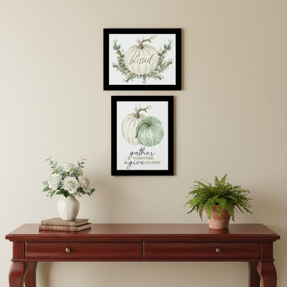 Set Of Two "Gather And Give" Black Framed Wall Art HomeRoots