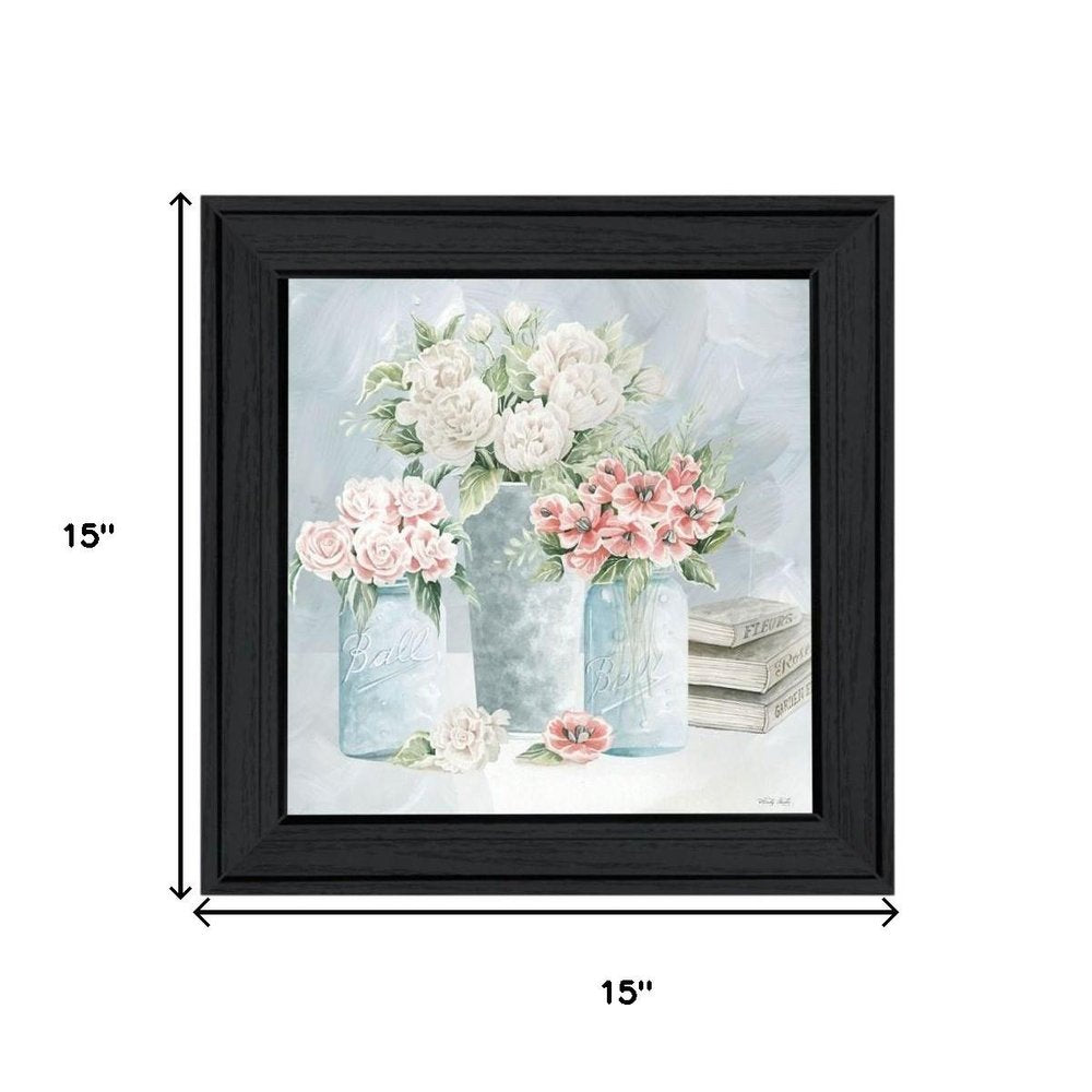 Set Of Two "Peaceful Pastel Peonies" Black Framed Wall Art HomeRoots