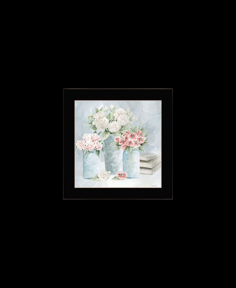 Set Of Two "Peaceful Pastel Peonies" Black Framed Wall Art HomeRoots