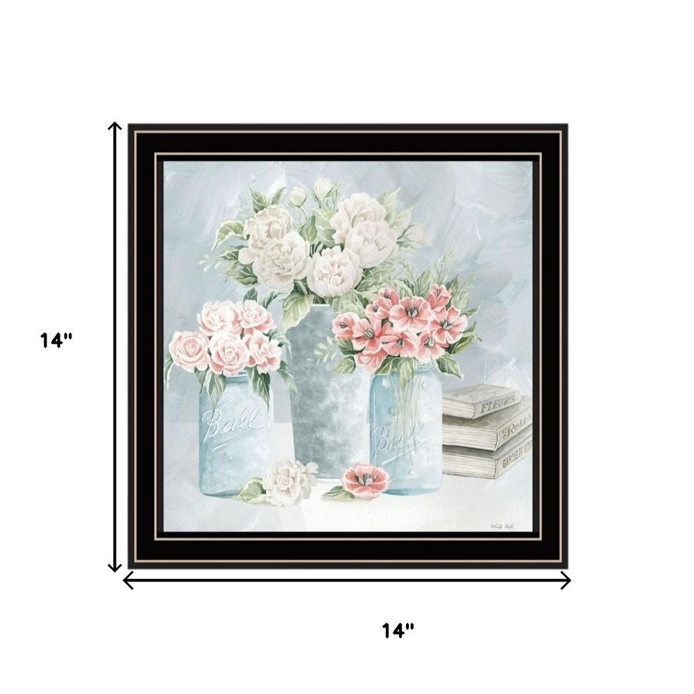 Set Of Two "Peaceful Pastel Peonies" Black Framed Wall Art — view 7