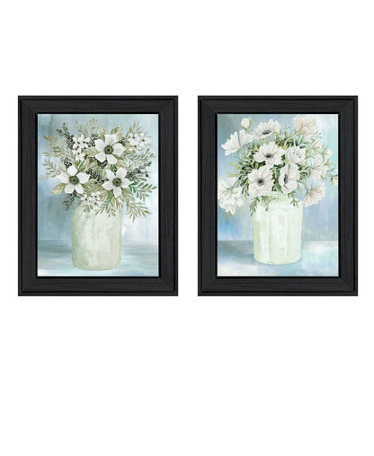 Set Of Two "Country Crock of Florals and Berries" Black Framed Wall Art HomeRoots