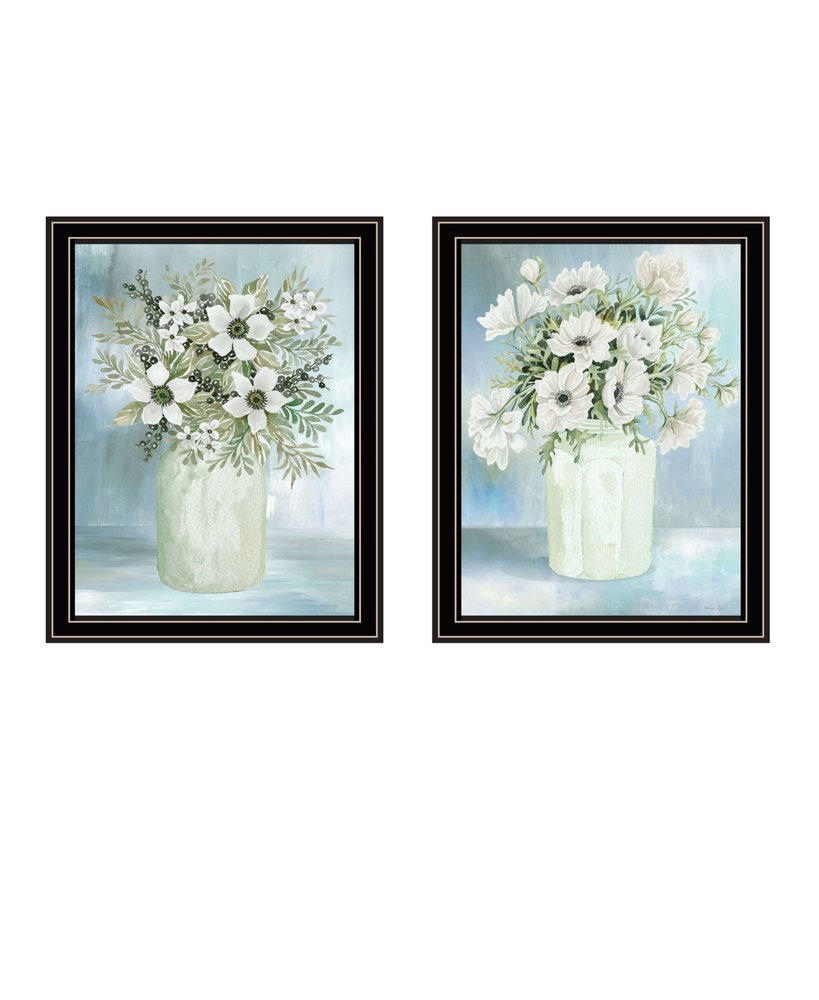 Set Of Two "Country Crock of Florals and Berries" Black Framed Wall Art HomeRoots