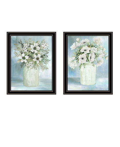 Set Of Two "Country Crock of Florals and Berries" Black Framed Wall Art HomeRoots