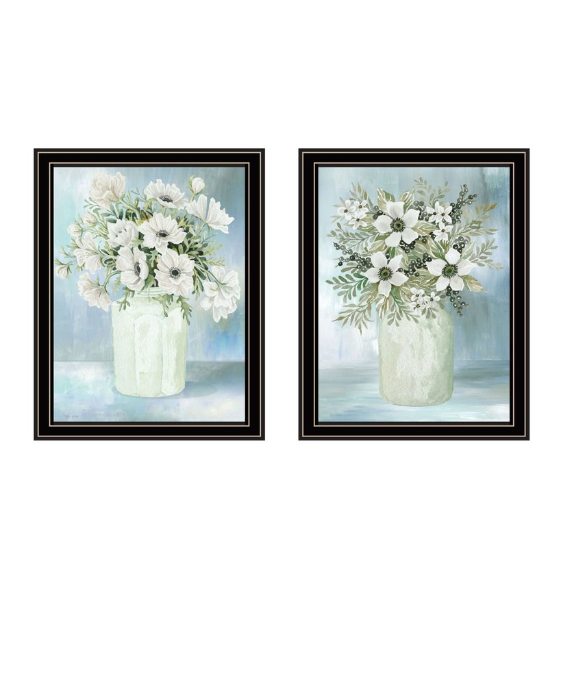 Set Of Two "Country Crock of Florals and Berries" Black Framed Wall Art HomeRoots