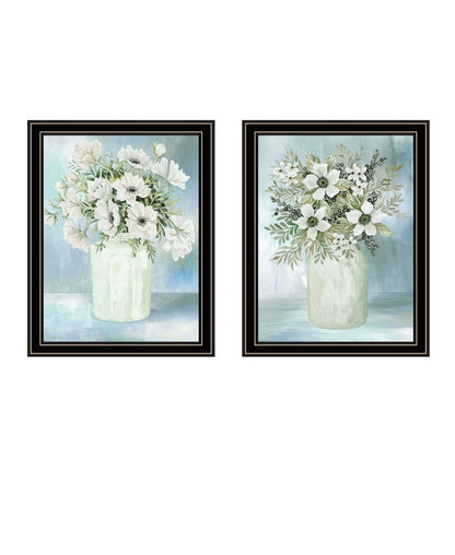 Set Of Two "Country Crock of Florals and Berries" Black Framed Wall Art HomeRoots