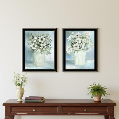 Set Of Two "Country Crock of Florals and Berries" Black Framed Wall Art HomeRoots