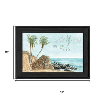 Set Of Two "Wild and Free" In the Ocean Breeze! Black Framed Wall Art HomeRoots