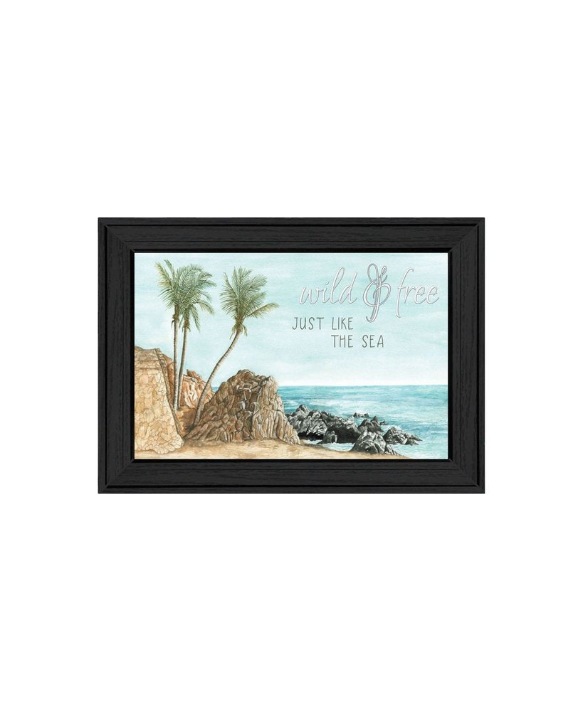Set Of Two "Wild and Free" In the Ocean Breeze! Black Framed Wall Art HomeRoots