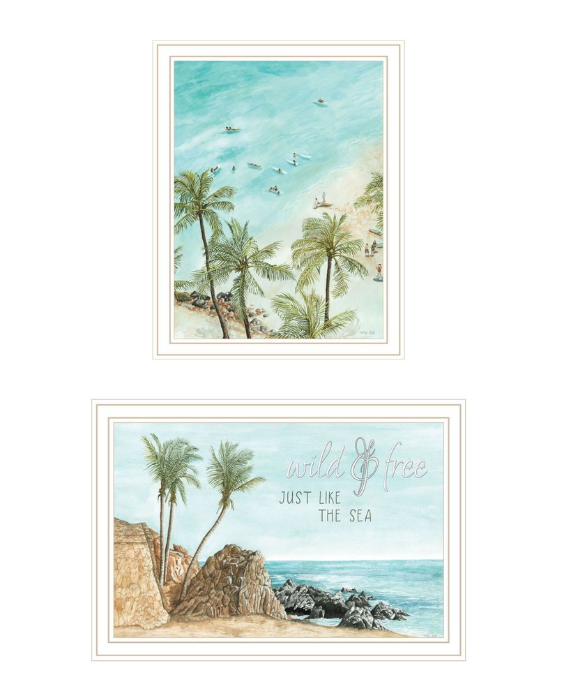 Set Of Two "Wild and Free" In the Ocean Breeze! White Framed Wall Art HomeRoots