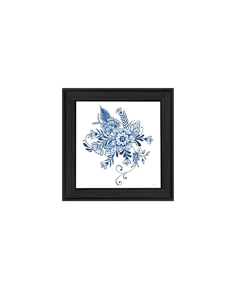 Set Of Two Delph Designs of Blue and white Florals Black Framed Wall Art HomeRoots