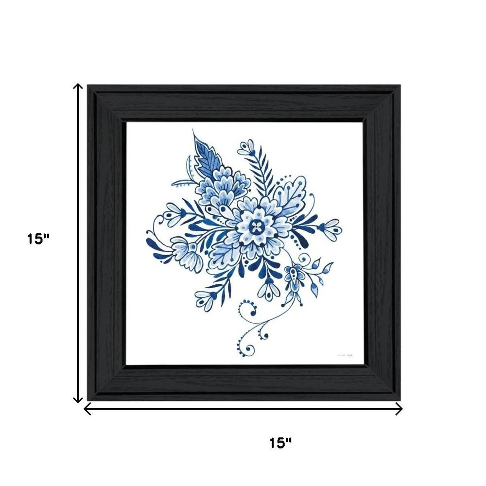 Set Of Two Delph Designs of Blue and white Florals Black Framed Wall Art — view 6