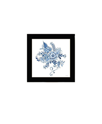 Set Of Two Delph Designs of Blue and white Florals Black Framed Wall Art HomeRoots