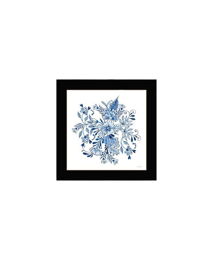 Set Of Two Delph Designs of Blue and white Florals Black Framed Wall Art HomeRoots