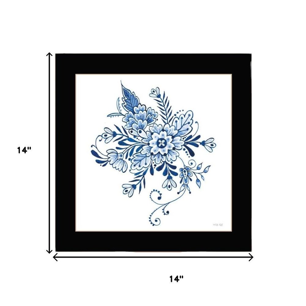 Set Of Two Delph Designs of Blue and white Florals Black Framed Wall Art HomeRoots