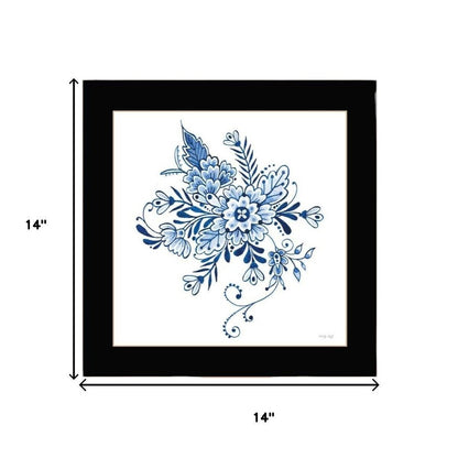 Set Of Two Delph Designs of Blue and white Florals Black Framed Wall Art HomeRoots