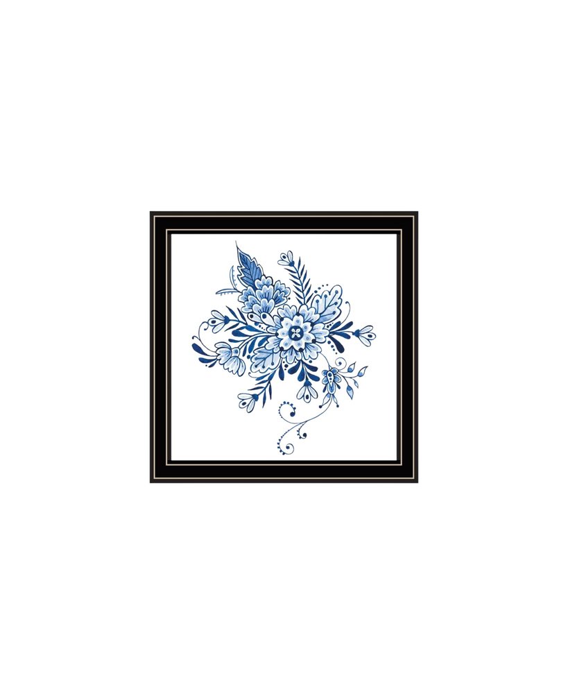Set Of Two Blue And White Delph Floral Black Framed Wall Art HomeRoots