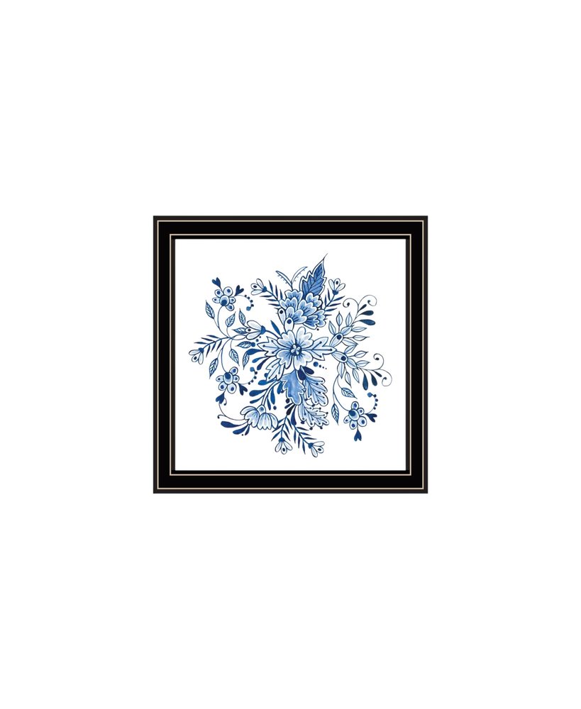 Set Of Two Blue And White Delph Floral Black Framed Wall Art HomeRoots