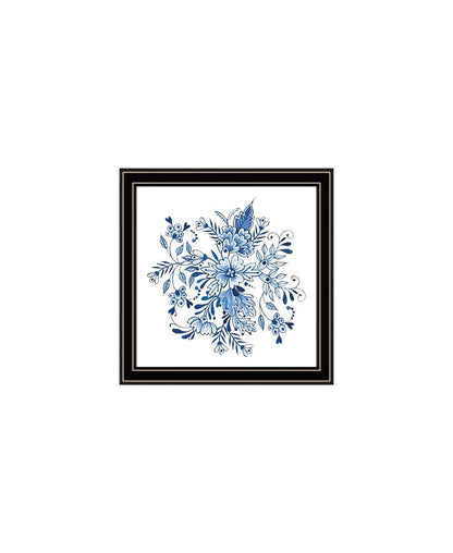 Set Of Two Blue And White Delph Floral Black Framed Wall Art HomeRoots