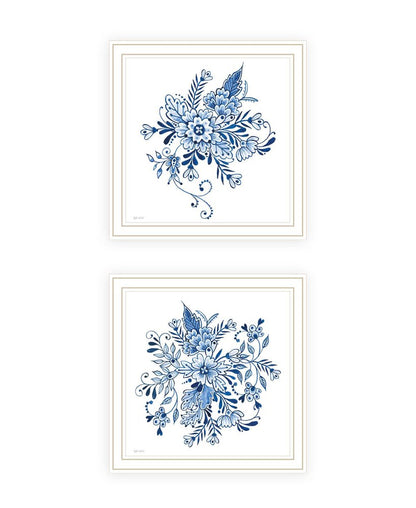 Set Of Two Delph Designs of Blue and White Florals White Framed Wall Art HomeRoots