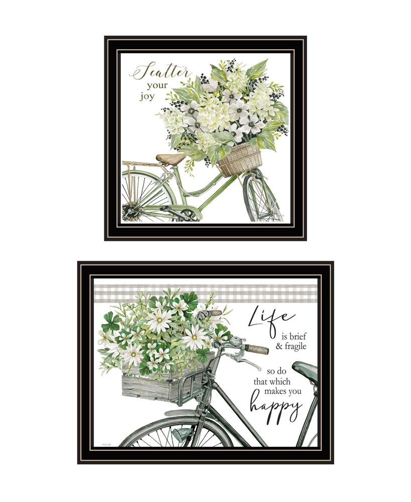 Set Of Two Get on Your Bike and Scatter Your Joy Black Framed Wall Art — view 1