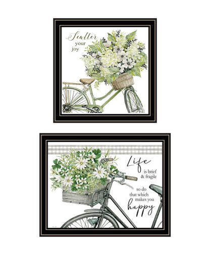 Set Of Two Get on Your Bike and Scatter Your Joy Black Framed Wall Art HomeRoots