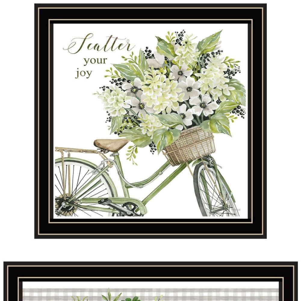 Set Of Two Get on Your Bike and Scatter Your Joy Black Framed Wall Art HomeRoots