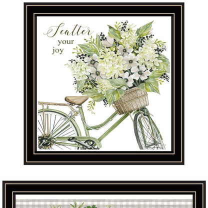 Set Of Two Get on Your Bike and Scatter Your Joy Black Framed Wall Art HomeRoots