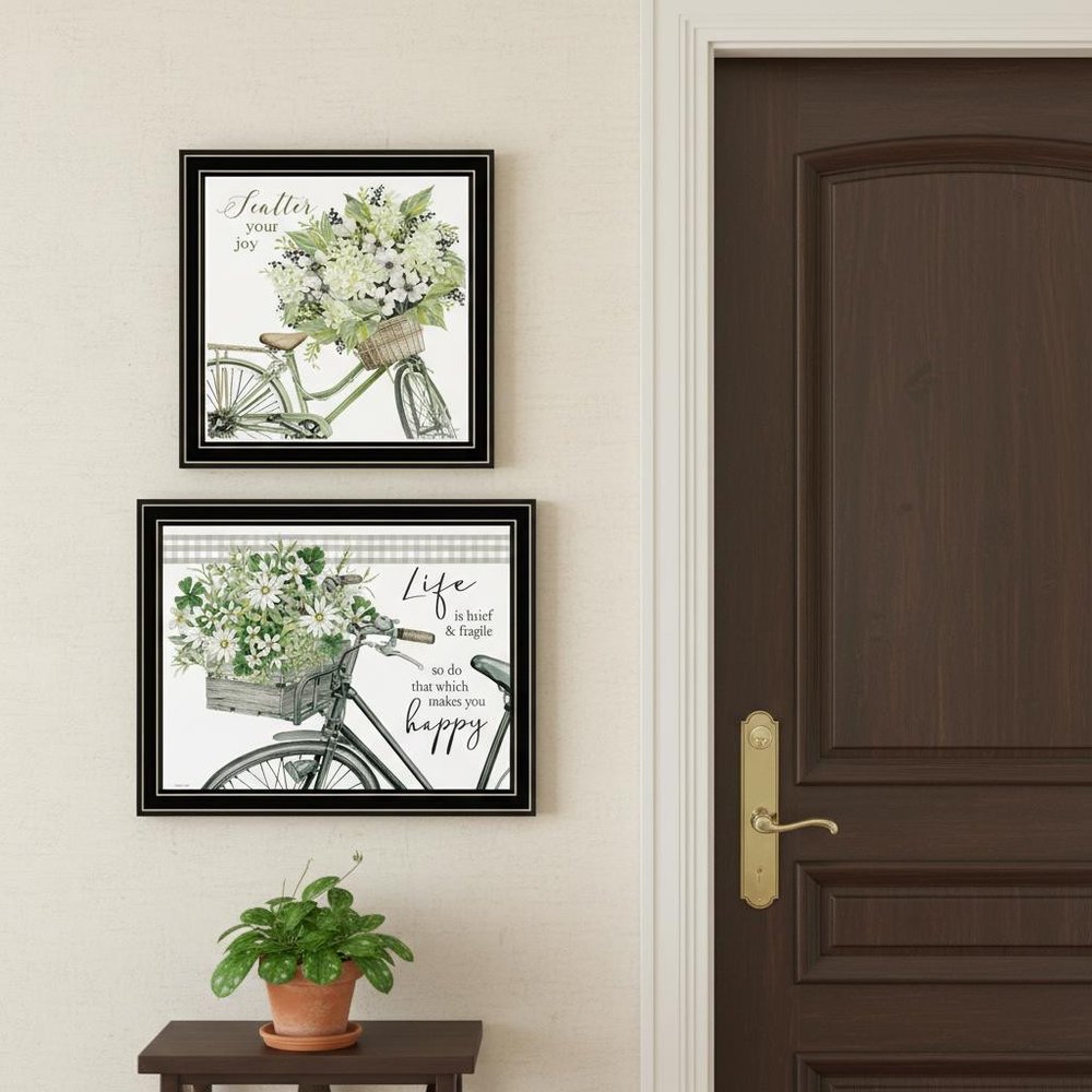 Set Of Two Get on Your Bike and Scatter Your Joy Black Framed Wall Art — view 4