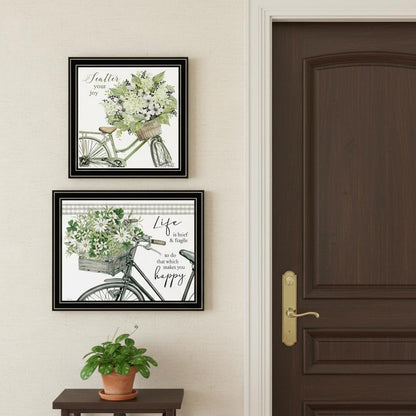 Set Of Two Get on Your Bike and Scatter Your Joy Black Framed Wall Art HomeRoots