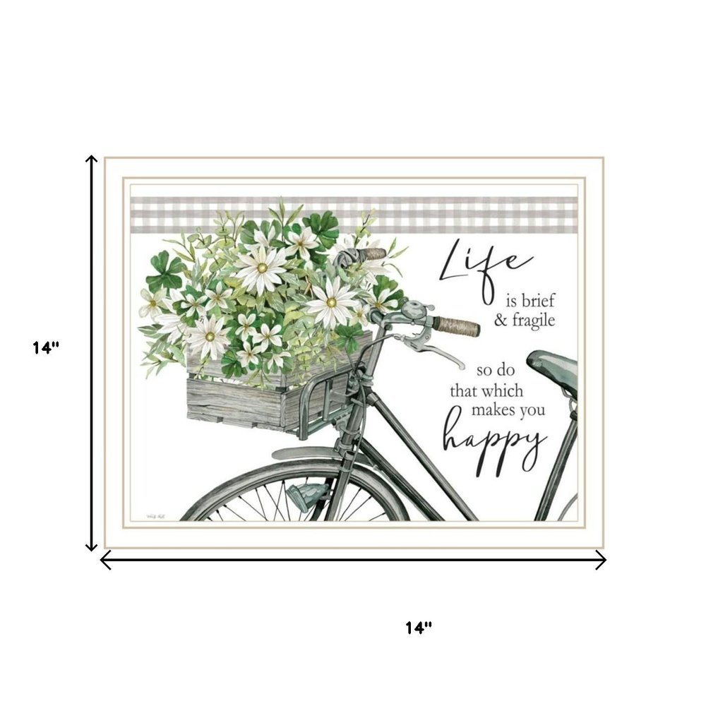 Set Of Two Get on Your Bike and Scatter Your Joy White Framed Wall Art — view 4