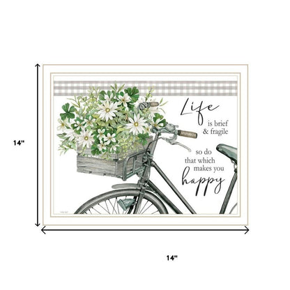 Set Of Two Get on Your Bike and Scatter Your Joy White Framed Wall Art HomeRoots