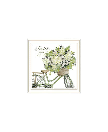 Set Of Two Get on Your Bike and Scatter Your Joy White Framed Wall Art HomeRoots