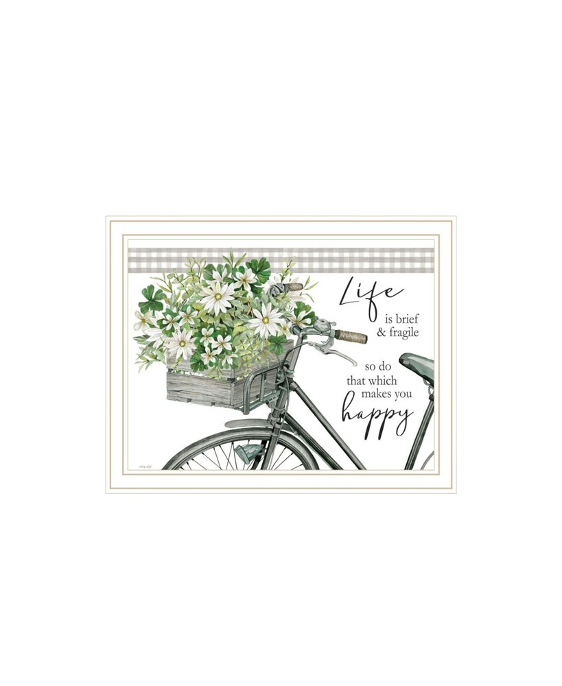 Set Of Two Get on Your Bike and Scatter Your Joy White Framed Wall Art HomeRoots