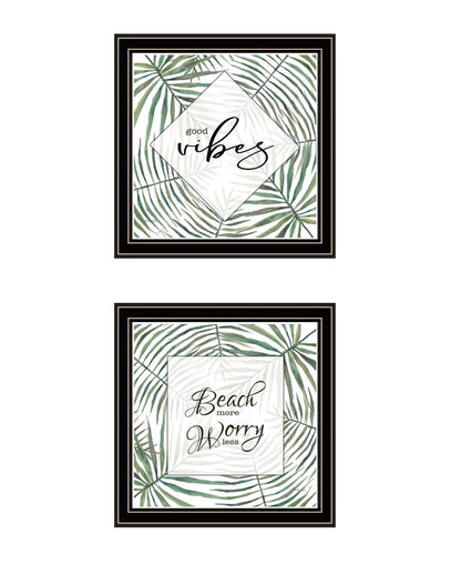 Set Of Two "Beach More And Worry Less" Black Framed Wall Art HomeRoots