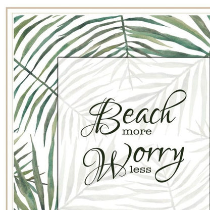 Set Of Two "Beach More And Worry Less" White Framed Wall Art HomeRoots