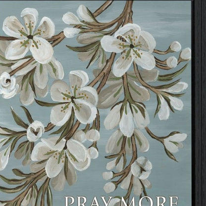 Set Of Two "Pray More And Worry Less" Black Framed Wall Art HomeRoots