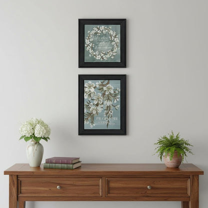 Set Of Two "Pray More And Worry Less" Black Framed Wall Art HomeRoots
