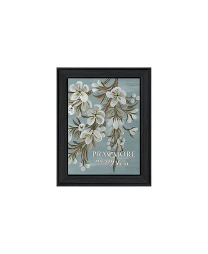 Set Of Two "Pray More And Worry Less" Black Framed Wall Art HomeRoots