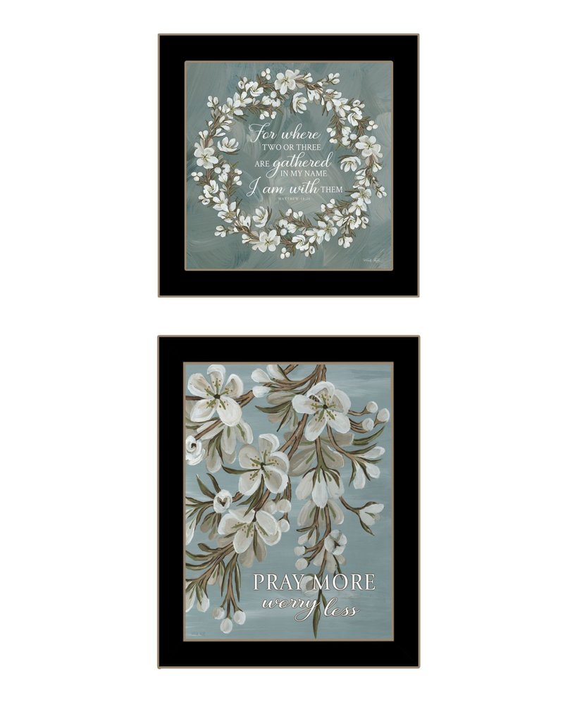 Set Of Two "Pray More And Worry Less" Black Framed Wall Art — view 1