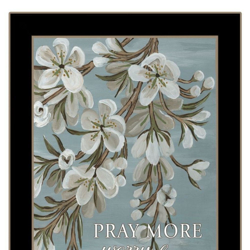 Set Of Two "Pray More And Worry Less" Black Framed Wall Art HomeRoots