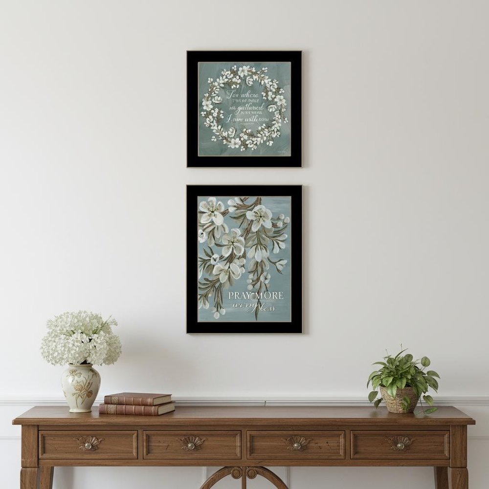 Set Of Two "Pray More And Worry Less" Black Framed Wall Art — view 4