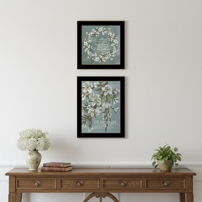 Set Of Two "Pray More And Worry Less" Black Framed Wall Art HomeRoots