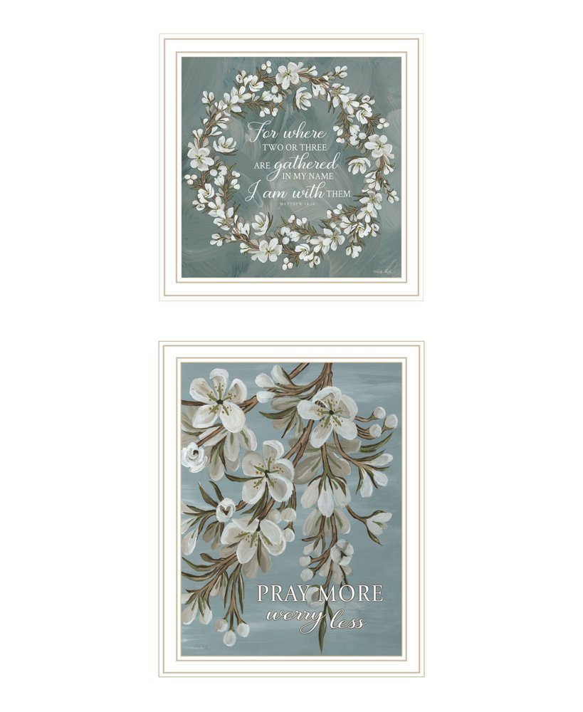 Set Of Two "Pray More And Worry Less" White Framed Wall Art — view 1