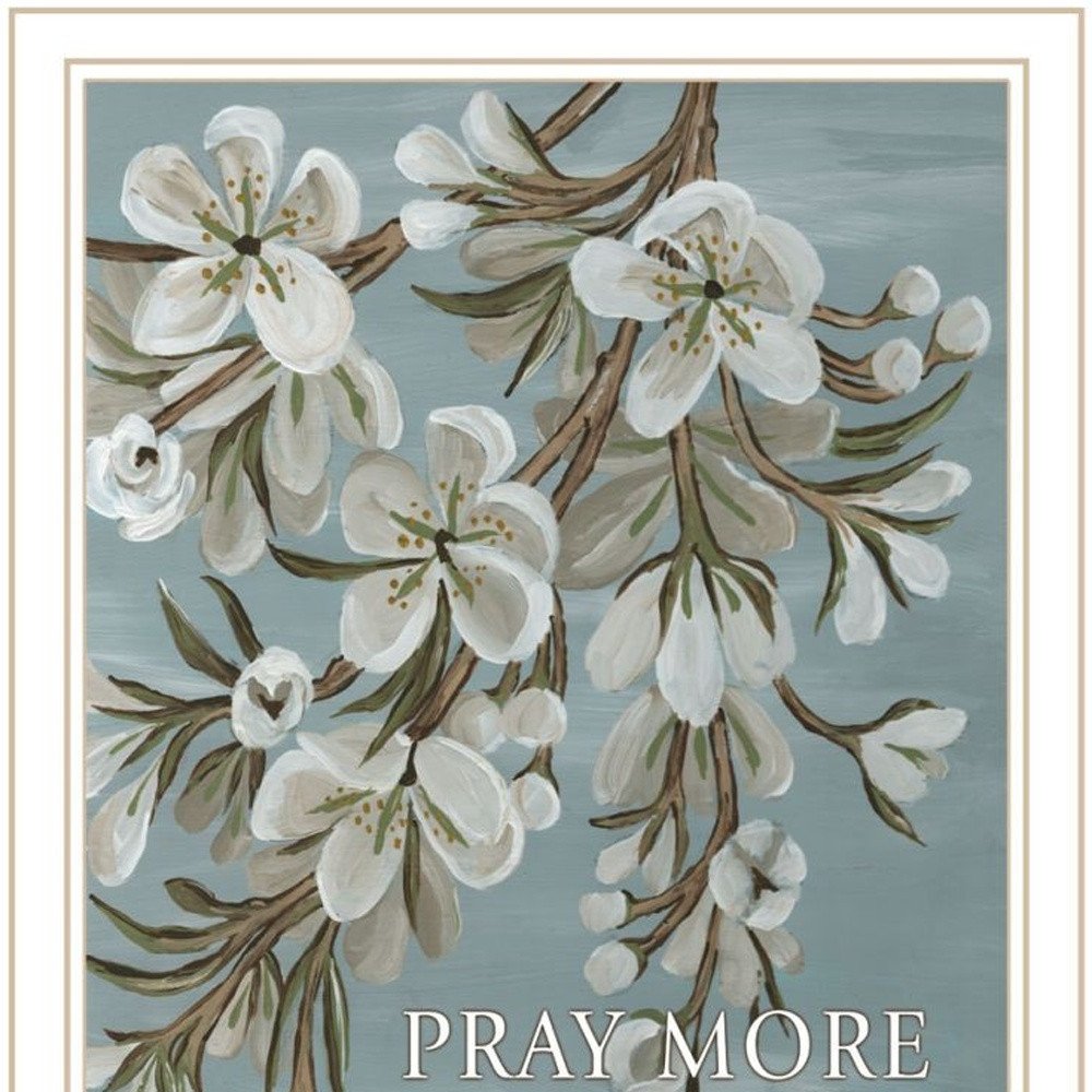 Set Of Two "Pray More And Worry Less" White Framed Wall Art HomeRoots
