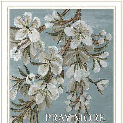 Set Of Two "Pray More And Worry Less" White Framed Wall Art HomeRoots