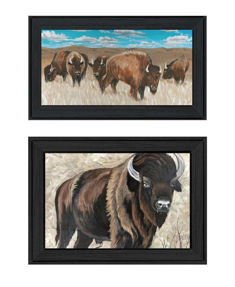 Set Of Two "The Boss of the Bison Herd" Black Framed Wall Art — view 1