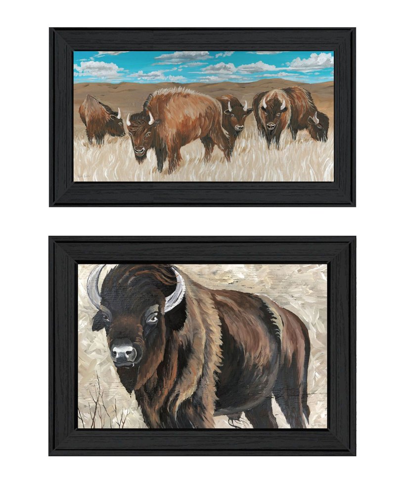 Set Of Two "The Boss of the Bison Herd" Black Framed Wall Art — view 2